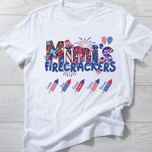 Mimi's Firecraker Shirt, Red White Blue Firecrackers T-Shirt